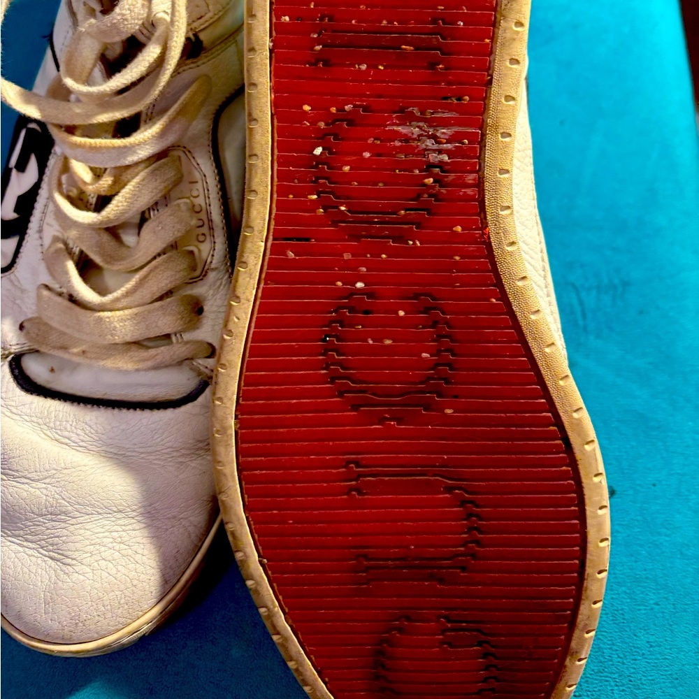 Gucci White Sneakers with Red Soles